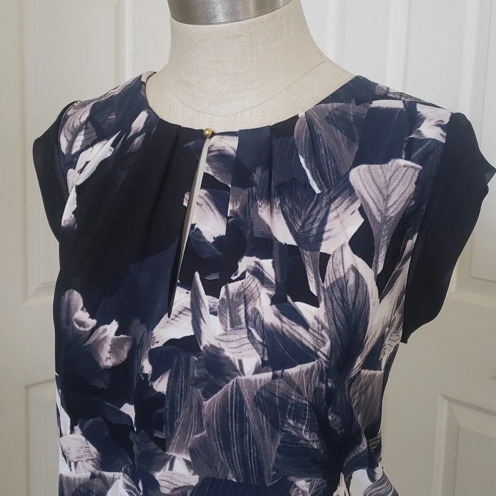 ROBERT RODRIGUEZ Abstract Watercolor Silky Blouse | Sheer Cap Sleeves | MEDIUM - Picture 12 of 15